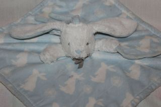 Blue White Bunny Rabbit Lovey Security Blankets & Beyond Baby Toy Plush CUTE 14 