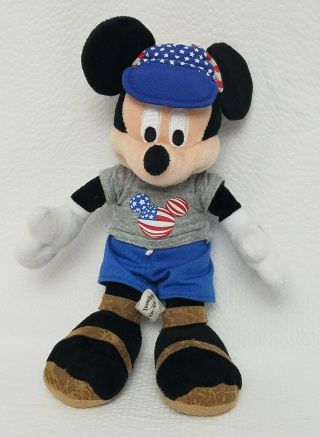 Disney Tourist 9 " Mickey Mouse Authentic Park Souvenir All Plush Usa Hat & Tee