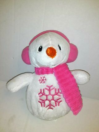 Dan Dee White And Pink Snowman 7 " Plush Stuffed Animal