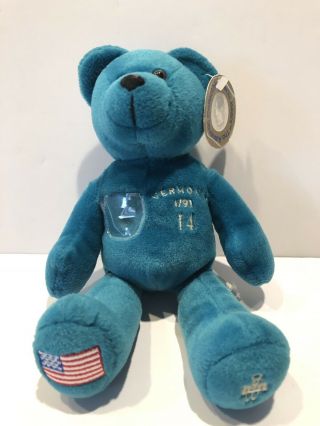 Timeless Toys Collectible Bean Plush Quarter Bear State Of Vermont W/ Tag