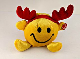 Dan Dee Plush Musical Smiley Face - Happy Face - Antlers - Plays Jingle Bells