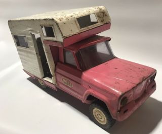 Vintage Mini Tonka Jeep Camper Pink Pressed Steel