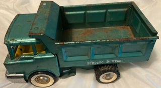 Vintage Structo Pressed Steel Toy Green Dumper Dump Truck