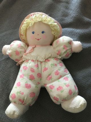 11 " Vintage Bantam My First Doll Baby Girl Rattle Pink Stuffed Animal Plush Toy