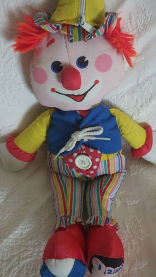 1984 Vintage Fisher Price Dress Me Clown Plush Learning Toy 15 " Tall