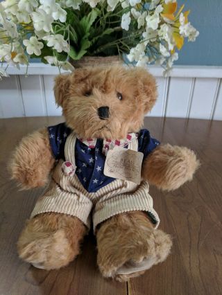 Russ Franklin Teddy Bears From The Past Overalls Stars Patriotic Plush 11”