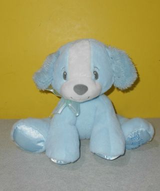 First & Main White & Blue Puppy Dog 7 " Plush My First Puppy Toy W/ Sewn Eyes
