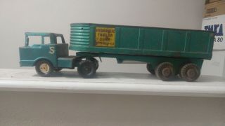 Vintage Pressed Steel Structo Hydraulic Trailer Dump Semi Toy Truck