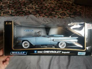 1 18 Welly 1960 Chevrolet Chevy Impala Diecast Car Light Blue