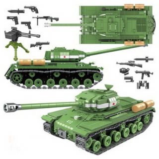 Russian Is - 2m Heavy Tank Model Brick Ww2 World War 2 Tank Soldiers Weapons Set