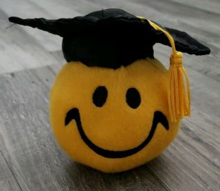 Dan Dee Collector Choice Gold Happy Face Black Graduation Cap Tassel Round Plush