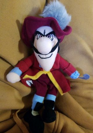 Walt Disney Peter Pan Captain Hook Pirate 10 " Bean Bag Stuffed Animal Toy