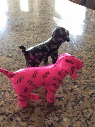 Victorias Secret Pink Stuffed Vinyl Dogs Pink And Black