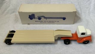 Ralstoy Diecast Truck With Ford Coe Cab And Lowboy Style Trailer