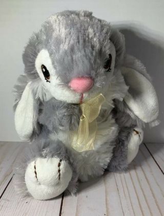 Dan Dee Collectors Choice Bunny Rabbit Plush Gray Sitting Stuffed Animal Euc