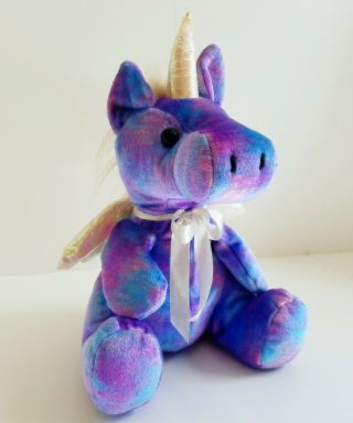 Purple Unicorn Plush Pegasus Shimmer Wings Flying Horse Stuffed Animal Crinkle