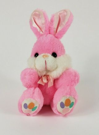Dan Dee Pink Easter Bunny 12 Inch Plush With Bow And Pastel Feet