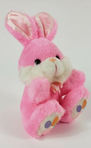 Dan Dee Pink Easter Bunny 12 Inch Plush With Bow And Pastel Feet 3