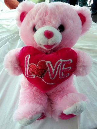 Love Pink Dan Dee Plush Teddy Bear Stuffed Animal Valentine 2018 Stands 18 " Jd