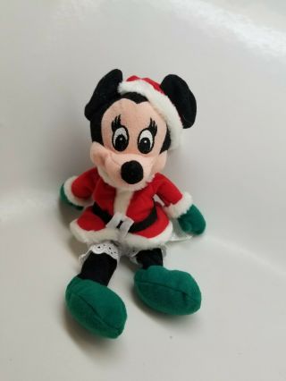 Walt Disney Minnie Mouse Holiday Christmas Stuffed Animal/plush W/beans 9 " Long