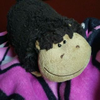 2010 Pee Wee Pillow Pet Monkey Plush 12.  5 " X 11x4.  5 " Brown / Tan