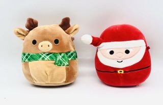 Squishmallow Kellytoy 5 Inch Santa Claus And Reindeer Stuffed Animal Plush Toys