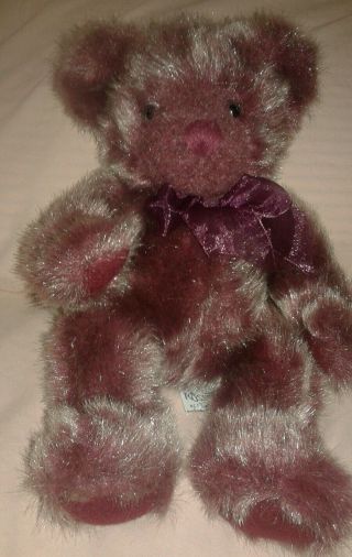 Russ Berrie " Bearberry " Purple Flecked 12 " Teddy Bear Plush Stuffed Animal