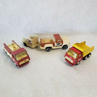 Vintage Tonka Small Dump Truck,  Fire Truck,  And Pick Up Truck With Horse Trailer