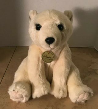 Aurora Miyoni Polar Bear Cream White Plush 13 " Tall 8 " Wide