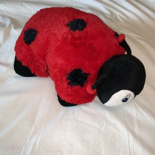 Pillow Pet Plush Red & Black Lady Bug So Soft Kids Toy 18 " Large Euc