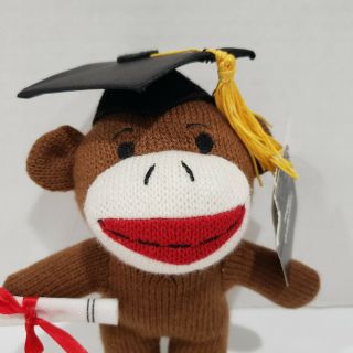 Dan Dee Sock Monkey Brown Plush Graduation Graduate Diploma 7 inches 3