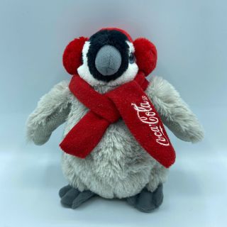 Boyds Coca Cola Beanbag Stuffed Artic Penguin Plush With Red Scarf Soft Plush