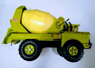 1970s Mighty Tonka Ready Mixer Cement Truck Lime Green Pressed Steel