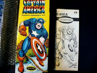Vintage 1966 Aurora Captain America Plastic Assembly Kit No.  476 Complete