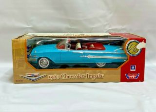 Motormax 1960 Chevrolet Impala Blue,  1:18 Scale,  73110,  Box Damage