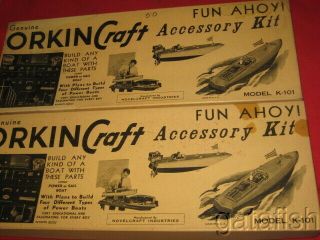 2 Vintage Orkin Craft K - 101 Power Sail Boat Accessory Kits For Wood Model Boat