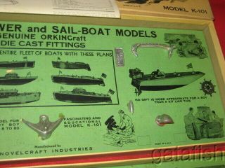2 VINTAGE ORKIN CRAFT K - 101 POWER SAIL BOAT ACCESSORY KITS for WOOD MODEL BOAT 3