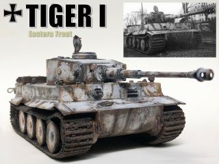 Pro Built German Tiger I Tank 1/35 Scale Model - Ww Ii Winter Russian Front