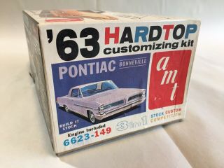 Rare Amt ‘63 Pontiac Bonneville Hardtop 3 N 1 Scale Model Kit - -