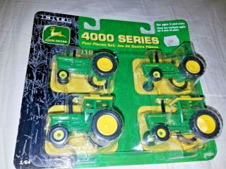 Ertl John Deere Tractor 4pc 4000 Series Set 1/64 15216 Bent Backing Nos