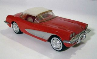 Dealer Promo Model Car - 1958 Or 59 Chevrolet Corvette With Hardtop - Red & White