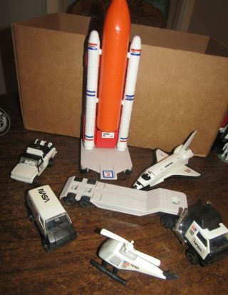 1985 Vintage Tonka Tough Ones Nasa Space Shuttle Gift Set Truck/helicopter