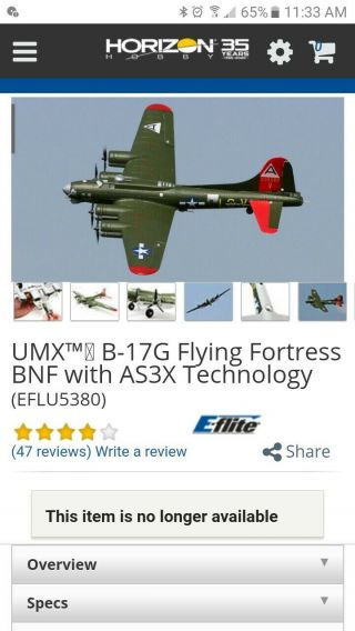 Horizon Hobby Umx B - 17g Flying Fortress -