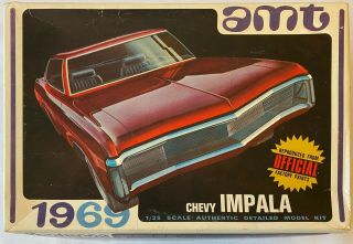 Rare Amt 1969 Chevrolet Impala Custom Coupe Ss 427 Model Car Complete Blue