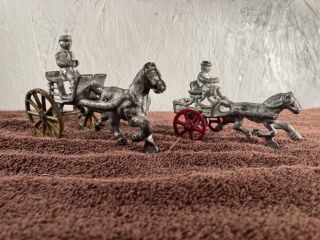 Vintage Cast Iron Horse Carriages With Drivers