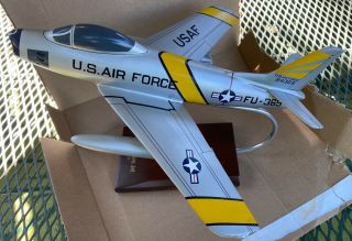 Usaf F - 86 Sabre Jet Desktop Model Wood With Stand Korean War