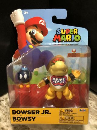 World Of Nintendo Mario Htf Bowser Jr.  Action Figure With Bob - Omb Bomb