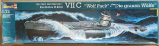 German U - Boat Submarine Vii C Wolf Pack 1/72 Revell Model Kit 05015