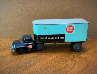 Vintage Marx Sears Pressed Steel Tractor And Trailer - Friction Toy Japan