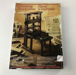 Vtg 15th Century Gutenberg Printing Press Wooden Model Kit Open Box